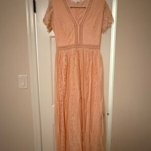 Elegant Lace Peach Dress